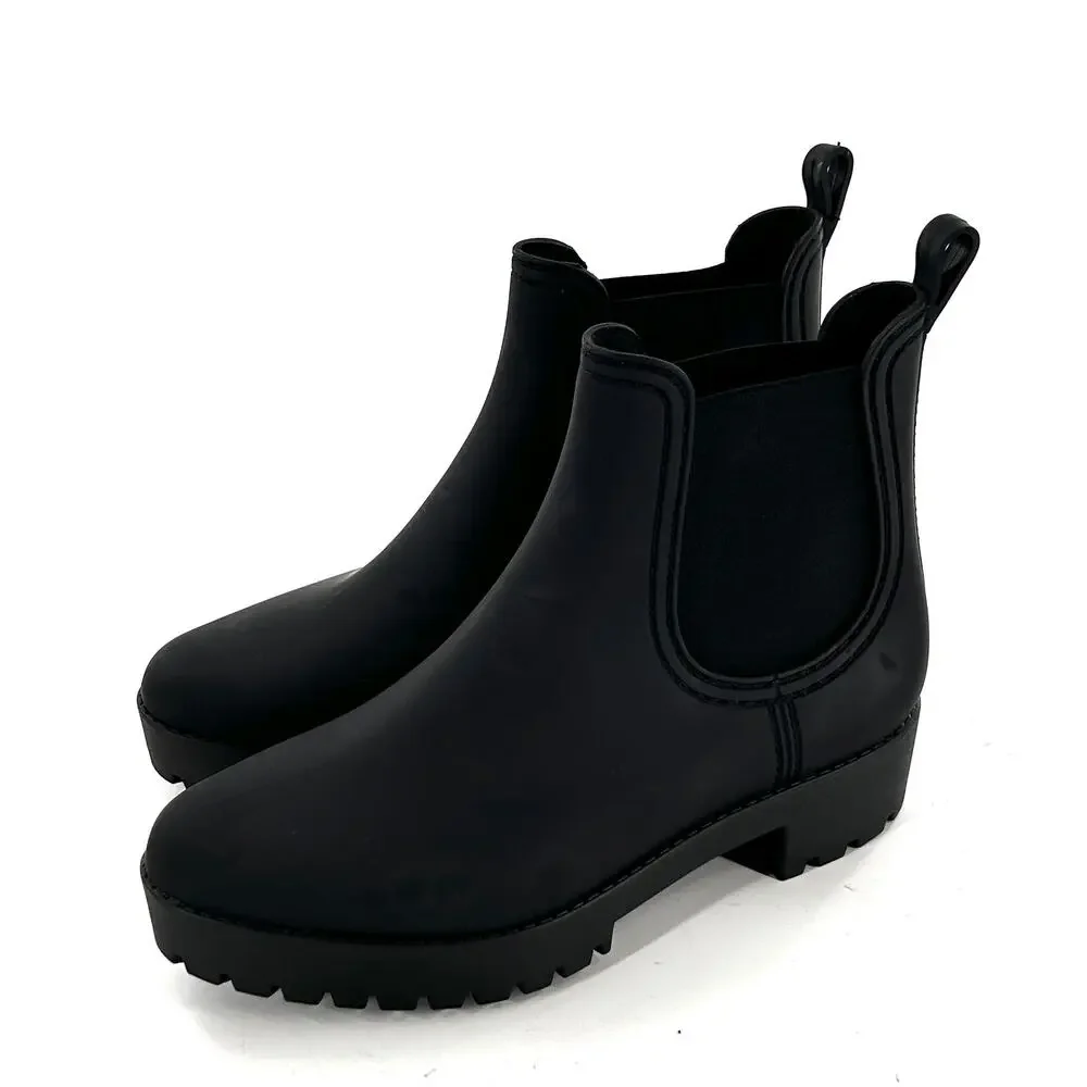 Jeffrey Campbell Forecast Rain Boots 10 Black NWOT Ankle Wellies Waterproof
